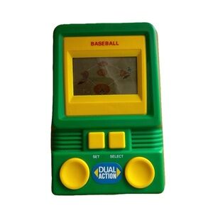 Vintage Electronic Baseball Hand Held Game Dual Action Fully Functional Green